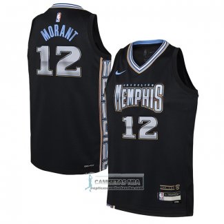 Camiseta Nino Memphis Grizzlies Ja Morant NO 12 Ciudad 2022-23 Negro