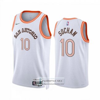 Camiseta San Antonio Spurs Jeremy Sochan NO 10 Ciudad 2023-24 Blanco