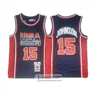 Camiseta USA 1992 James Johnson NO 15 Azul