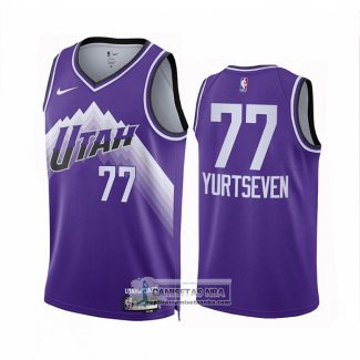 Camiseta Utah Jazz Omer Yurtseven NO 77 Ciudad 2023-24 Violeta