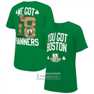 Camiseta Manga Corta Boston Celtics 2024 NBA Finals Champions 18 Banners Verde