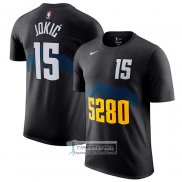 Camiseta Manga Corta Denver Nuggets Nikola Jokic Ciudad 2023-24 Negro