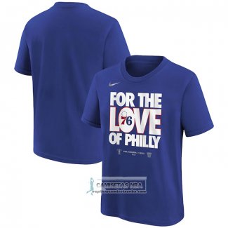 Camiseta Manga Corta Philadelphia 76ers 2024 NBA Playoffs Mantra Azul