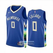 Camiseta Milwaukee Bucks Damian Lillard NO 0 Ciudad 2022-23 Azul