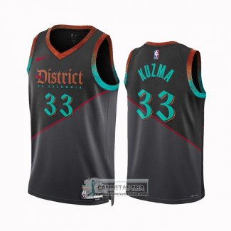 Camiseta Washington Wizards Kyle Kuzma NO 33 Ciudad 2023-24 Negro