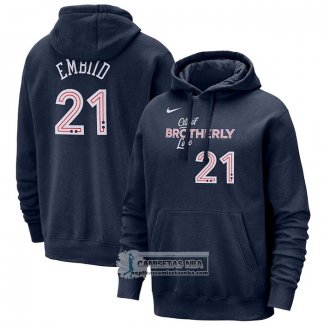 Sudaderas con Capucha Philadelphia 76ers Joel Embiid Ciudad 2023-24 Azul