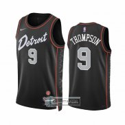 Camiseta Detroit Pistons Ausar Thompson NO 9 Ciudad 2023-24 Negro