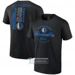 Camiseta Manga Corta Dallas Mavericks 2024 Eastern Conference Champions Jump Ball Roster Negro