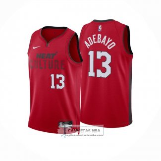 Camiseta Miami Heat Bam Adebayo NO 13 Ciudad 2024-25 Rojo