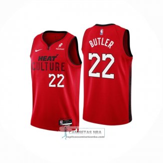 Camiseta Miami Heat Jimmy Butler NO 22 Ciudad 2024-25 Rojo