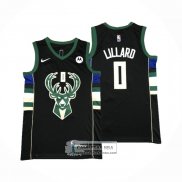 Camiseta Milwaukee Bucks Damian Lillard NO 0 Statement 2018-19 Negro