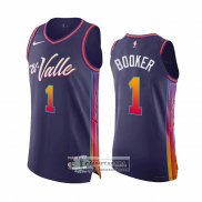 Camiseta Phoenix Suns Devin Booker NO 1 Ciudad Autentico 2023-24 Violeta