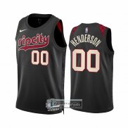 Camiseta Portland Trail Blazers Scoot Henderson NO 00 Ciudad 2023-24 Negro