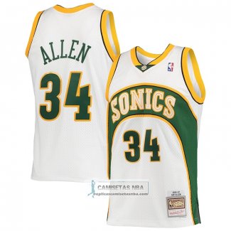 Camiseta Seattle SuperSonics Ray Allen NO 34 Mitchell & Ness 2006-07 Blanco