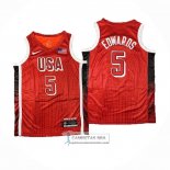 Camiseta USA 2024 Anthony Edwards NO 5 Juegos Olimpicos Rojo