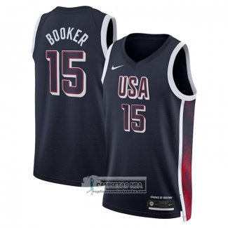 Camiseta USA 2024 Devin Booker NO 15 Azul