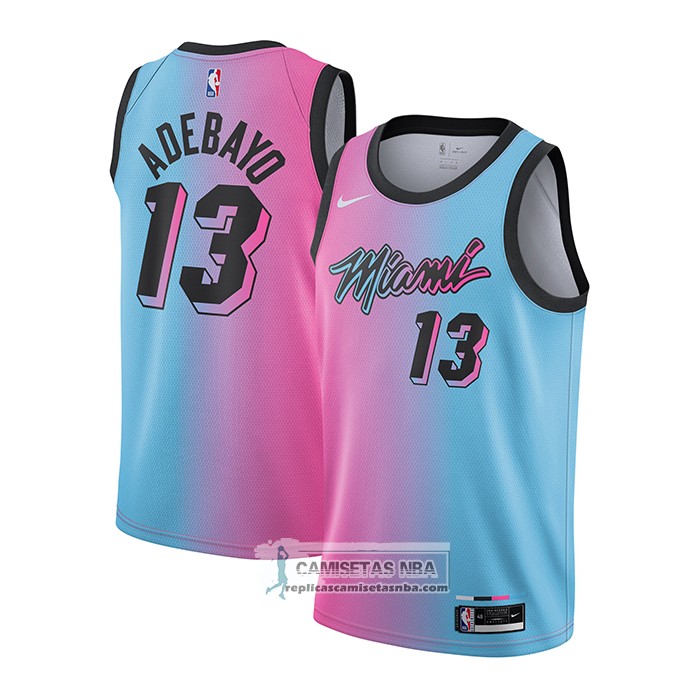 Camisetas NBA Miami Heat Bam Adebayo Ciudad 2020-21 Azul Rosa replicas ...