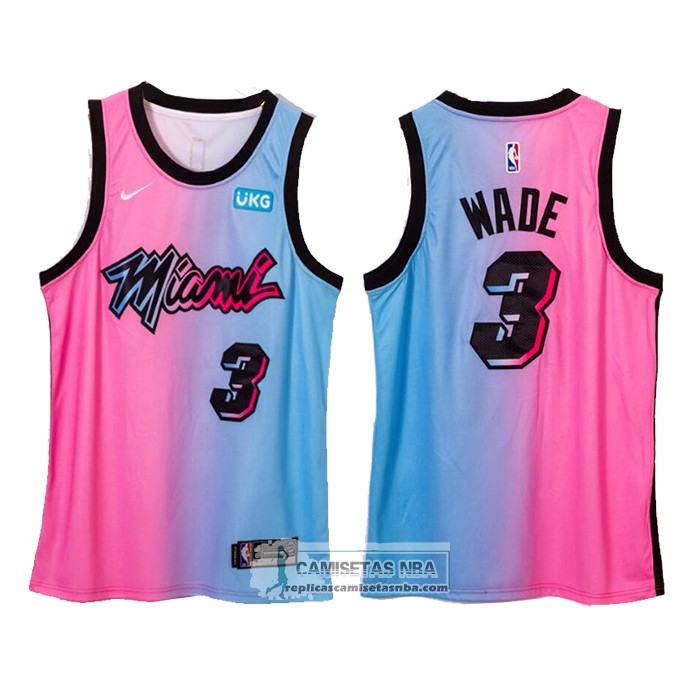 Camisetas NBA Miami Heat Dwyane Wade Ciudad 2020-21 Azul Rosa replicas ...