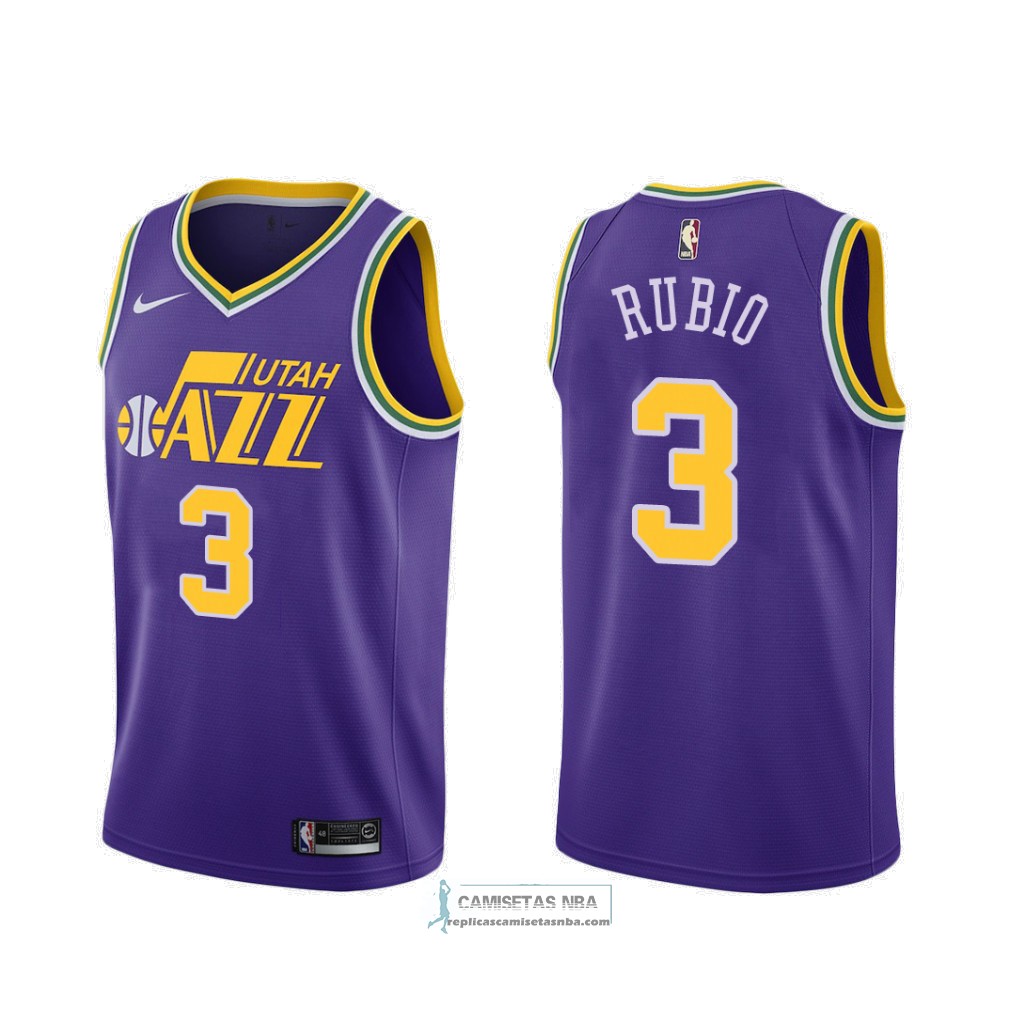 Camisetas NBA Utah Jazz Ricky Rubio Classic 2018-19 Violeta replicas ...